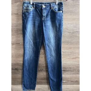 Michael Kors Skinny Dark Wash Stretch Jeans Ankle MK Logo Women’s Size 4 Blings